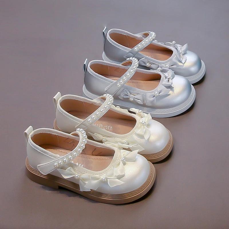 2024 Children Leather Shoes for Girls Autumn New Fashion Korean Style Soft Bottom Anti-slippery Princess Elegant Versatile Flats