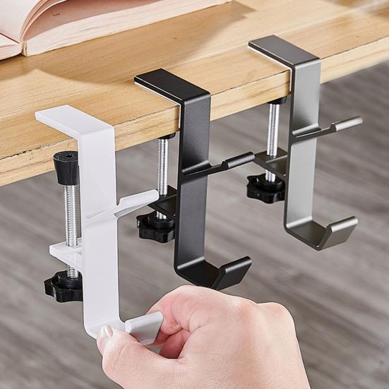 2Pcs Bag Holder Hooks Rustproof Easy To Install Adjustable Universal Fit Clamp-On Handbag Backpack Hangers