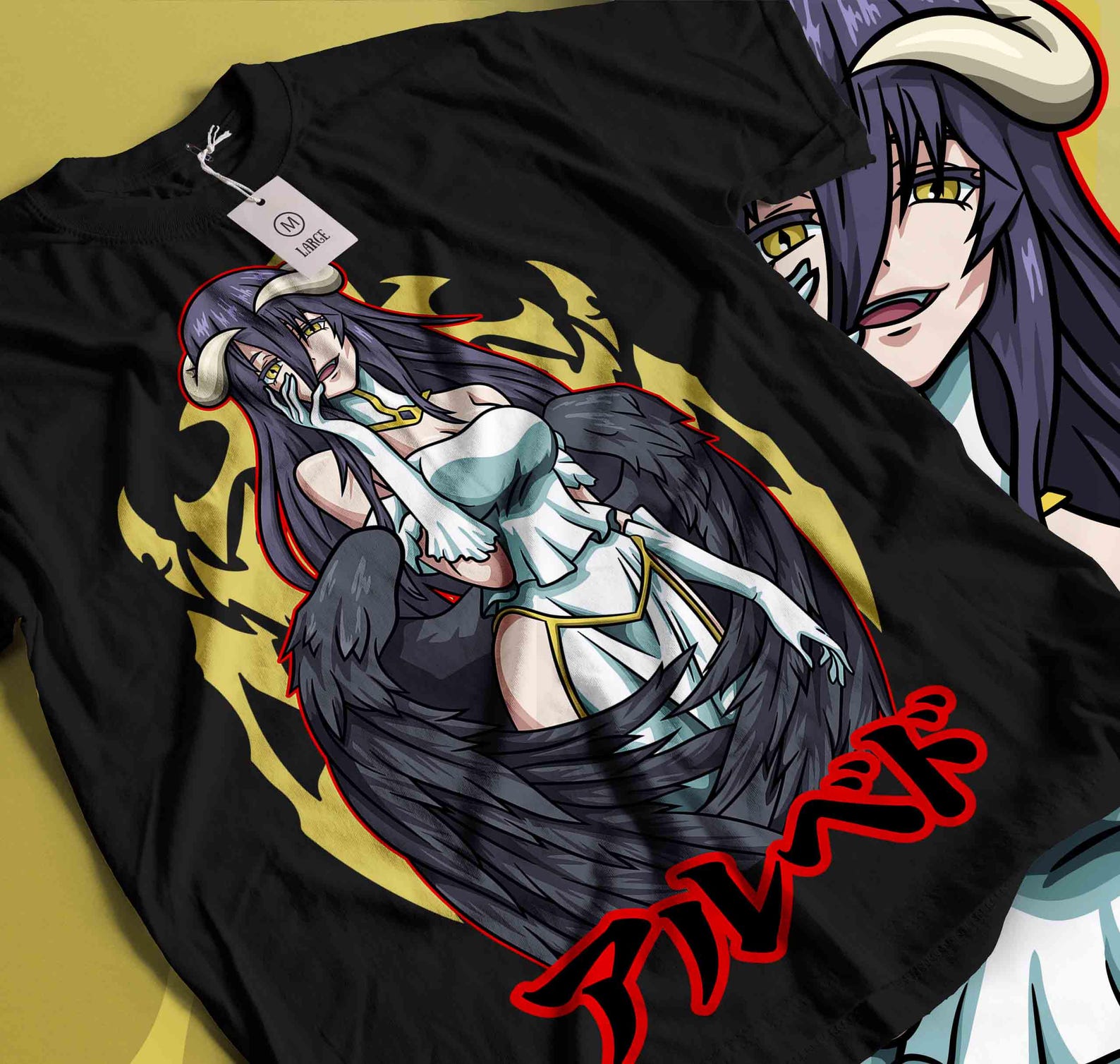Albedo Overlord Tshirt, Anime Overlord Character, Demon Girl, Succubus, Ainz Ooal Gown, Momonga, Tomb of Nazarick, Anime Streetwear XL