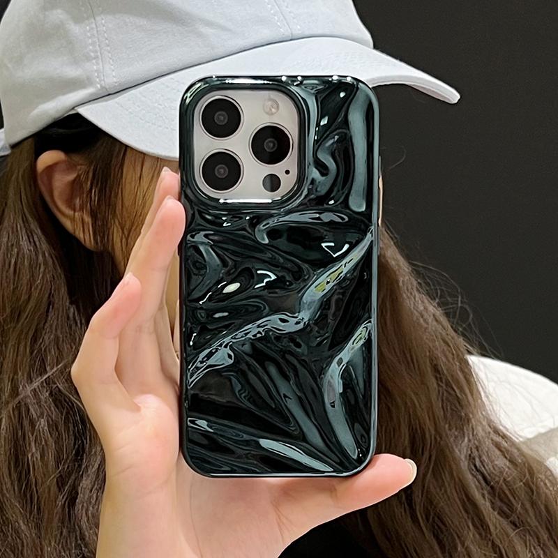 Coque de téléphone Fashion Plating Green Fold Wrinkle pour iPhone 17 Air 16 15 13 11 12 14 Pro Max Housse souple en silicone