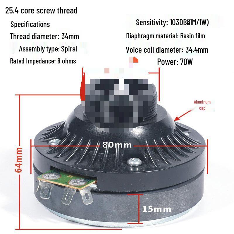 Horn Tweeter Driver: 25, 34, 44-Core Screw-On Audio Speaker Unit