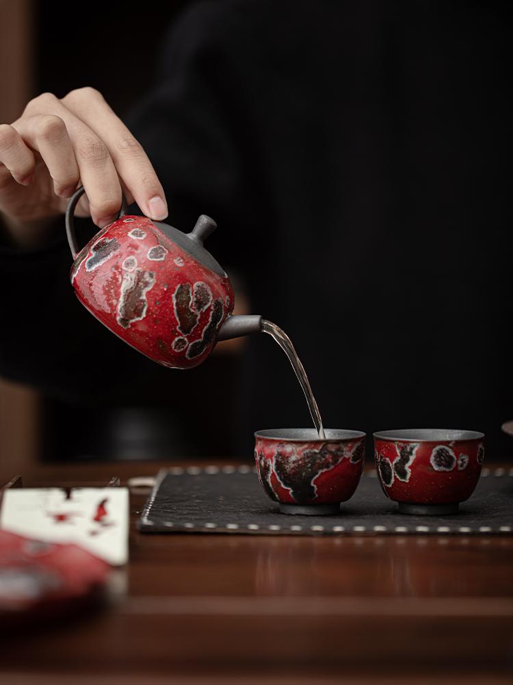 Nezha Red One Pot and Two Cups Tea Set Set, high-temperature kiln transformation brewing teapot, Kung Fu Tea Set Gift Box