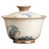 Pile Carved Wave Gaiwan Hand-painted Ceramic Tea Tureen Chinese Kung Fu Tea Brewing Bowl Teaware Master Cup Teacups Gift Box