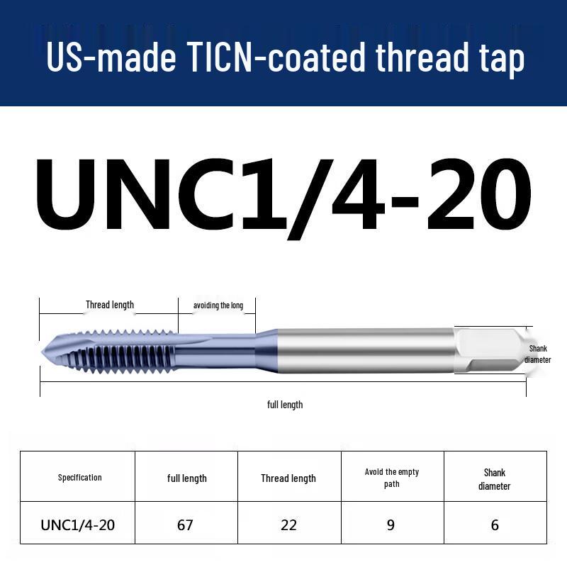 Jundingying TICN UNC1/4-20 Spiral Flute Tap