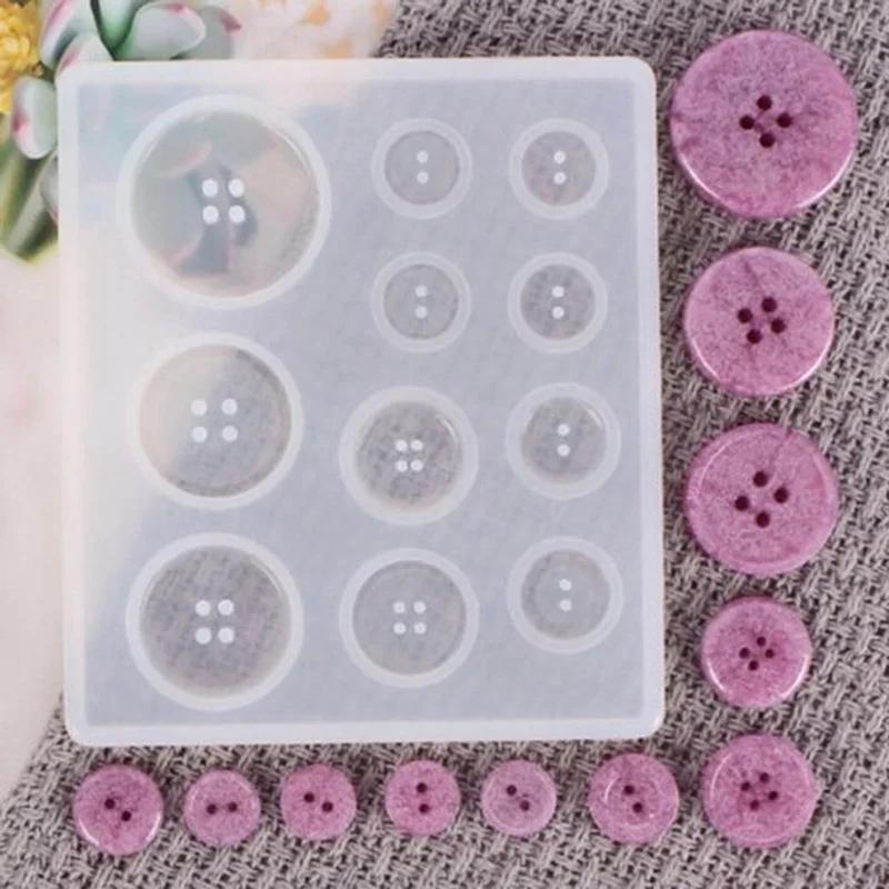 Button Shape Silicone Mold Resin DIY Button Handmade Mold with Hole Pendant Button Non-stick Art Mold Decor Cake Baking Tools