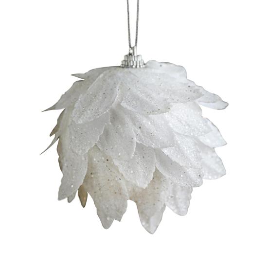 8CM White Foam Christmas Ball Ornament Snowy Holiday Decoration Lightweight Sequin Xmas Tree Hanging Pendant for Home New Year