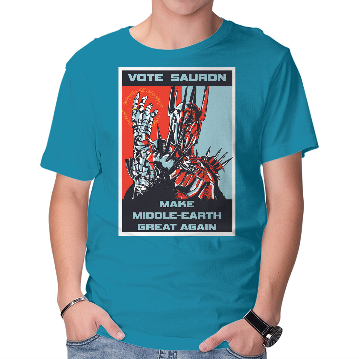 Unisex Crew Neck T-Shirt Vote Sauron Graphic Short Sleeve Casual Tee L
