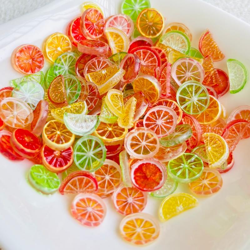 50Pcs New Mini Cartoonoranges, Lemon Slices Series Resin Flat Back Scrapbook Diy Nail Decoration Component Holiday Gifts A146