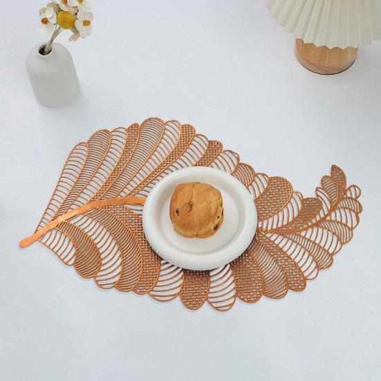 Table Placemat Irregular Hollow Leaf Shape Japanese Style Non-slip Waterproof Heat Insulation PVC Dishwasher Safe Dining Mat Kitchen Supplies
