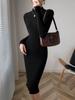 Women Mock Neck Solid Slim Sweater Dress Long Sleeve Knit Sexy Bodycon Dress Basic Casual Dress for Women Autumn Winter