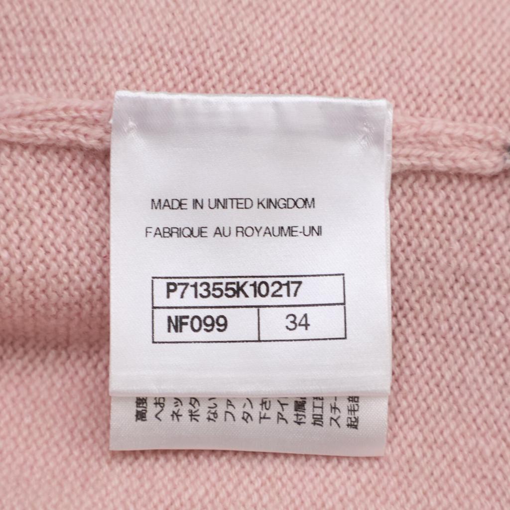 Chanel [New/Domestic Genuine] P71355K10217 CC Logos Button 100% Cashmere Tops 34 Pink / GrayUsed