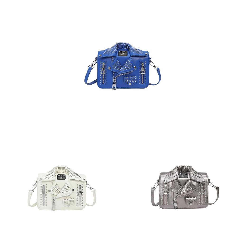 Street Style Pu Small Square Bag With Metal Studs For Daily Use