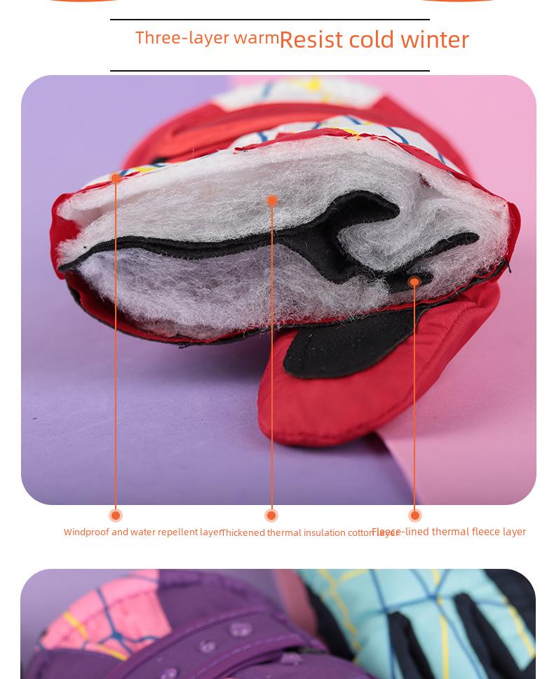 Thick, Waterproof, Windproof, Non-slip, Warm Winter Ski and Snow Gloves for Kids Aged 4-17.