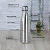 Stainless Steel Double Walled Vacuum Flask/Water Bottle, 24 Hours Hot and Cold, 500 Ml, Silver - 1Pc