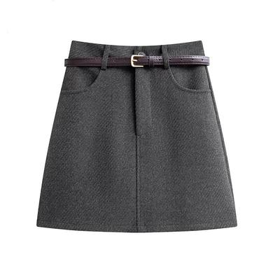 Korean Woolen High-Waisted A-Line Skirt for Women - 2025 Autumn/Winter Academy Style Anti-Exposure Short Skirt