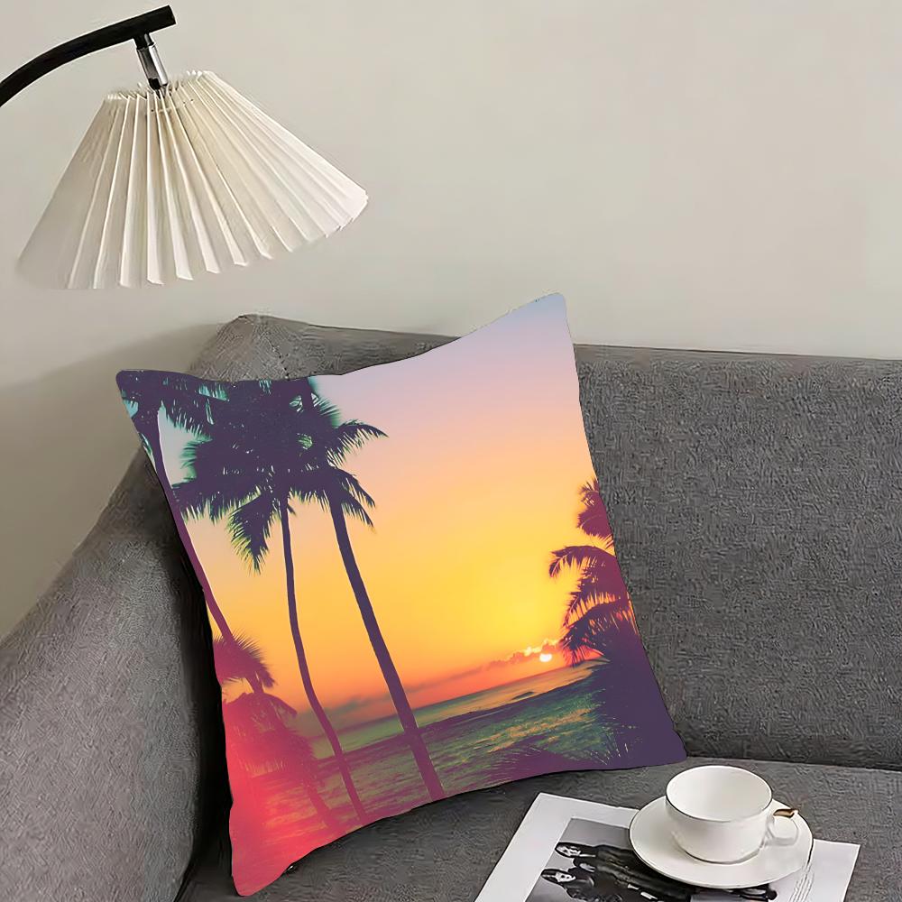 Tropical Scenery Ins Cushion Cover Pillowcase Ultra Soft Skin Friendly Fabric Cloud Like Comfort & Concealed Zipper