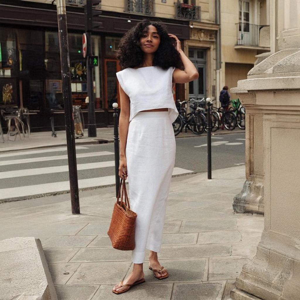 Spring Summer New Women's Cotton Linen Vest Skirt Set INS Casual Two Piece Outfit European American Style