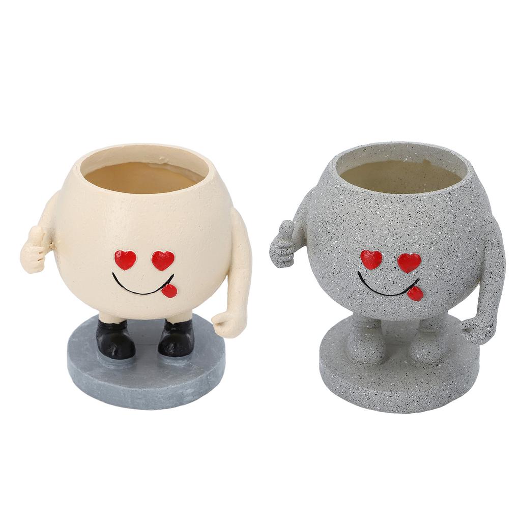 Urocza doniczka okrągła kreskówkowa żywiczna twarz doniczka doniczka z otworem drenażowym na sukulenty Ind