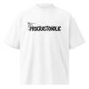 Procrastoholic Oversized Shirt, Organic Cotton High Neck T-Shirt, Funny Student Streetwear Tee, White Graphic Procrastination Shirt