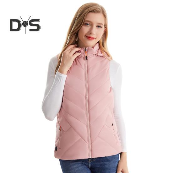 

Женский осенне-зимний утепленный жилет с 11 зонами подогрева, 3 уровня температуры, застежка-молния с карманами на молнии, однотонный теплый жилет без рукавов с подкладкой для домашних выходов L розовый