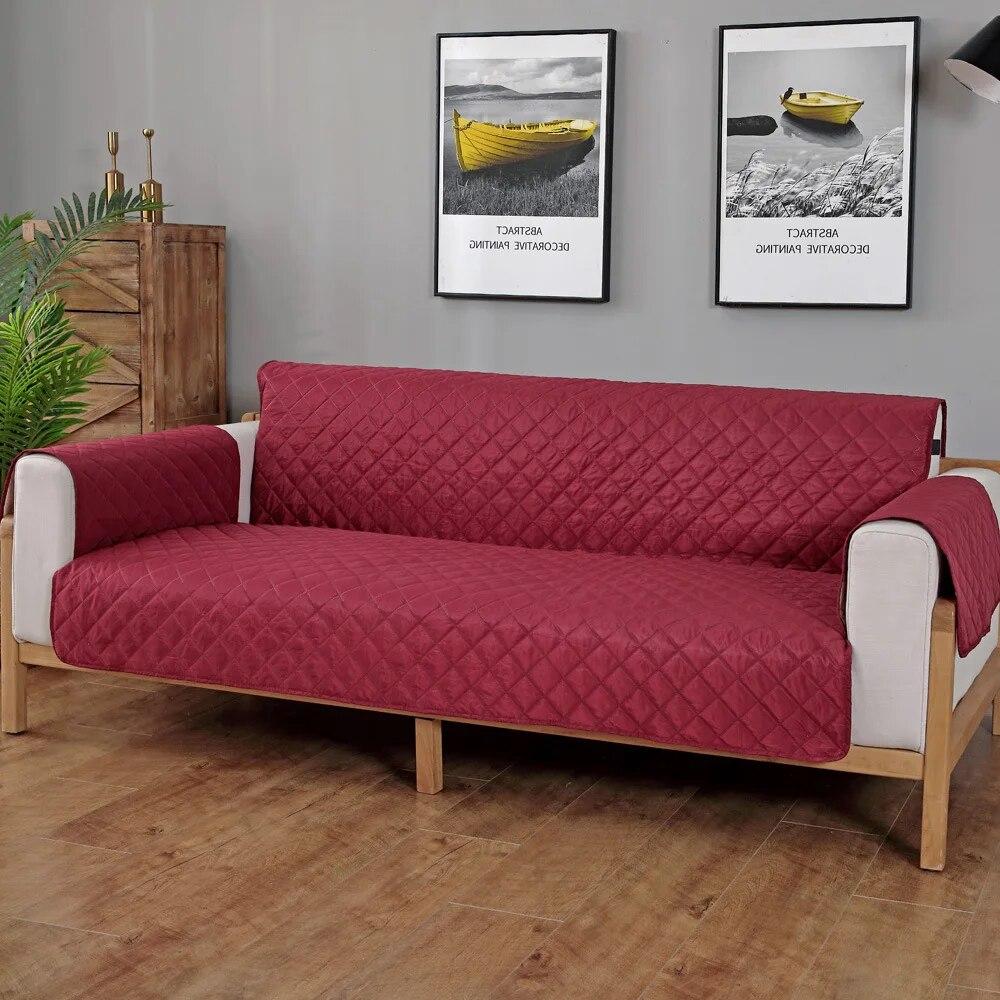 Good Waterproof Sofa Cover Solid Color Gray Pets Dogs Sofa Towel Furniture Protector Cover Anti-slip Couch Cover