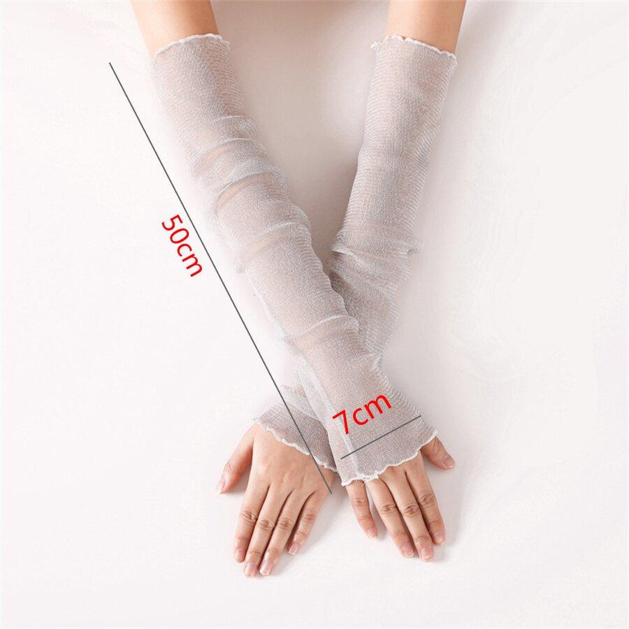 Sheer Mesh Arm Sleeves Sun Protection Gloves for Women