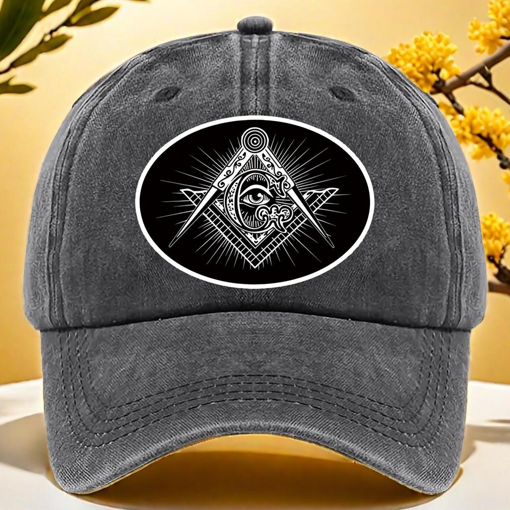 Freemason Seeing Eye Symbol Print Adjustable Baseball Cap Lightweight Washable Hat Suitable for Casual Themed Events