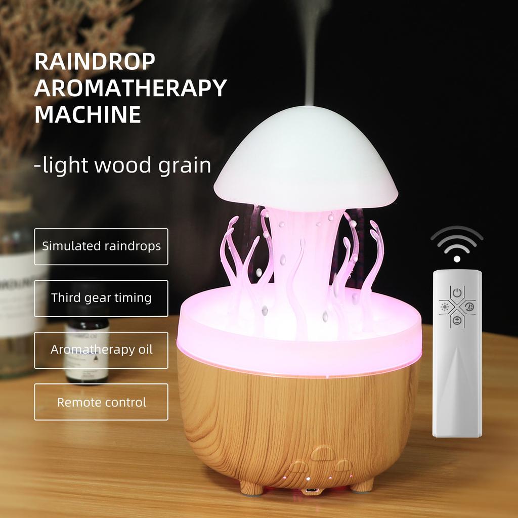 New Colorful Jellyfish Rain Rotating Humidifier Ultrasonic Atomized Rain DropsCloud Rain Mushroom Humidifier AromatherapyMachine