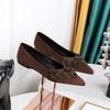 Women's Pointed Toe Suede Flats with 3D Floral Decor Slip-on Elegant Casual Shoes