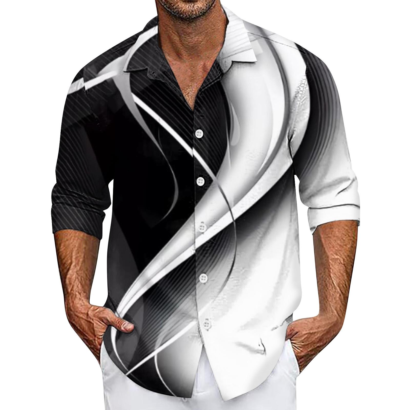 

Мужская летняя новая свободная рубашка с длинным рукавом с принтом, кардиган, пляжная рубашка XXL чёрный