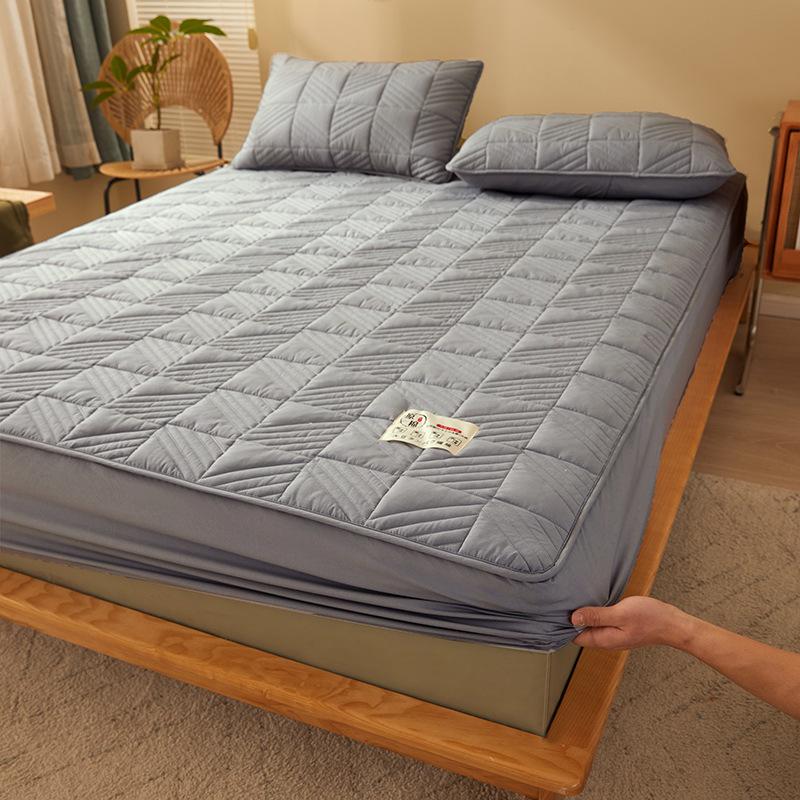 Pure Cotton Thickened Mattress Quilted Cotton Non-slip and Dust-proof Mattress Cover Sheet Simmons Mattress Protective Cover Thin Brown Mattress Cover