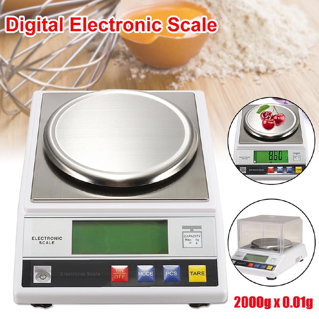 DC 200mA 2kg 7.5V LCD Digital Electric Scale Jewelry Weight Balance Gram with US Plug Power Adapter White