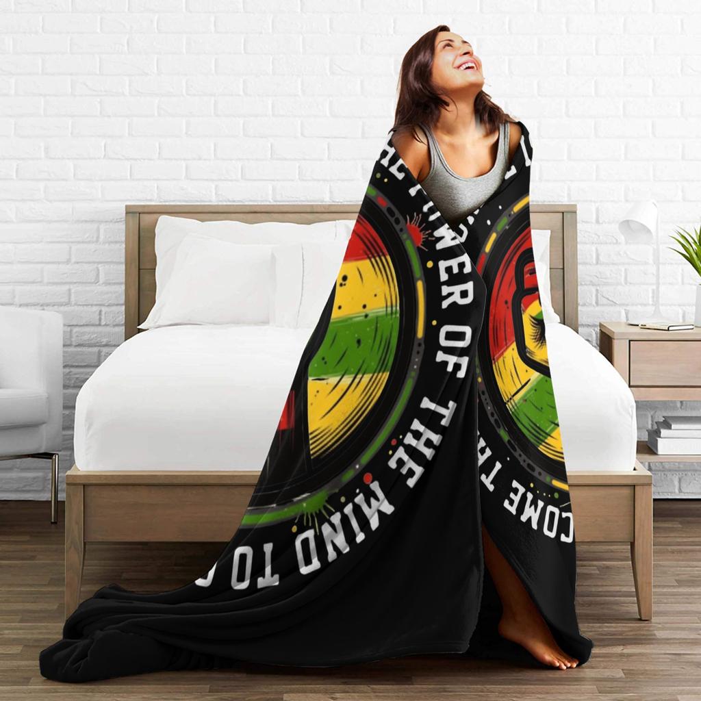 Black History Knitted Blanket Fleece  Super Warm Throw Blanket for Bedroom Sofa Bedroom Quilt