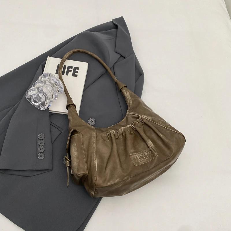 Carrying Shoulder Bags for Women Pleated Design Large Capacity Retro Hobo Bag  Summer New Designer Handbags Luxury Hand Bag