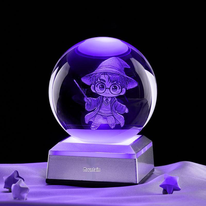 Harry Potter Crystal Ball Music Box with Warm Light Base - Desktop Night Light Souvenir Ornament