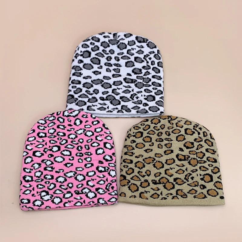 Retro Leopard Speckles Wool Knitted Hats Autumn And Winter Personal Warm Ins Versatile Hip Hop Fashion Y2K Niche Street Beanies