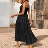 Strapless Dress For Women Color Summer Beach Boho Smocked Tube Top Straps Swing Dress