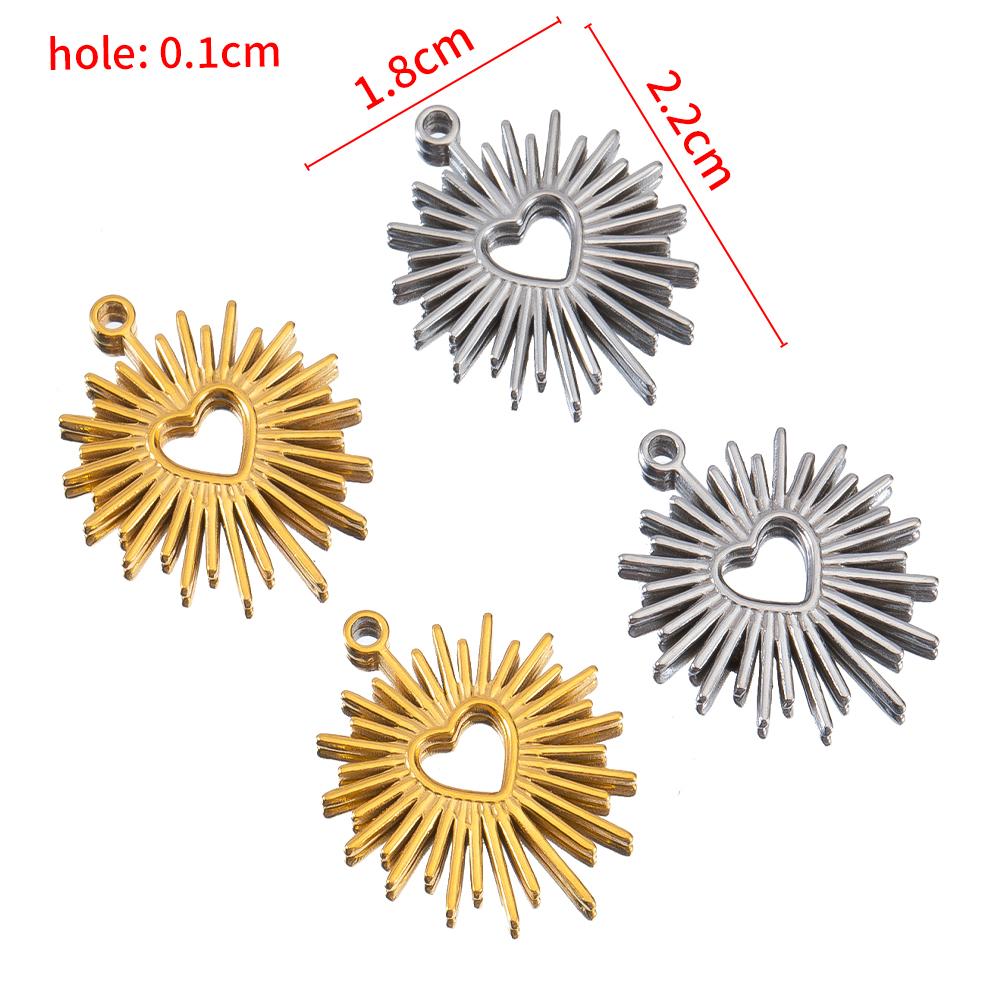 5pcs Stainless Steel Bohemian Launch Pendants for Women Necklace Plated Golden Love Heart Charms DIY Jewelry Findings Wholesale