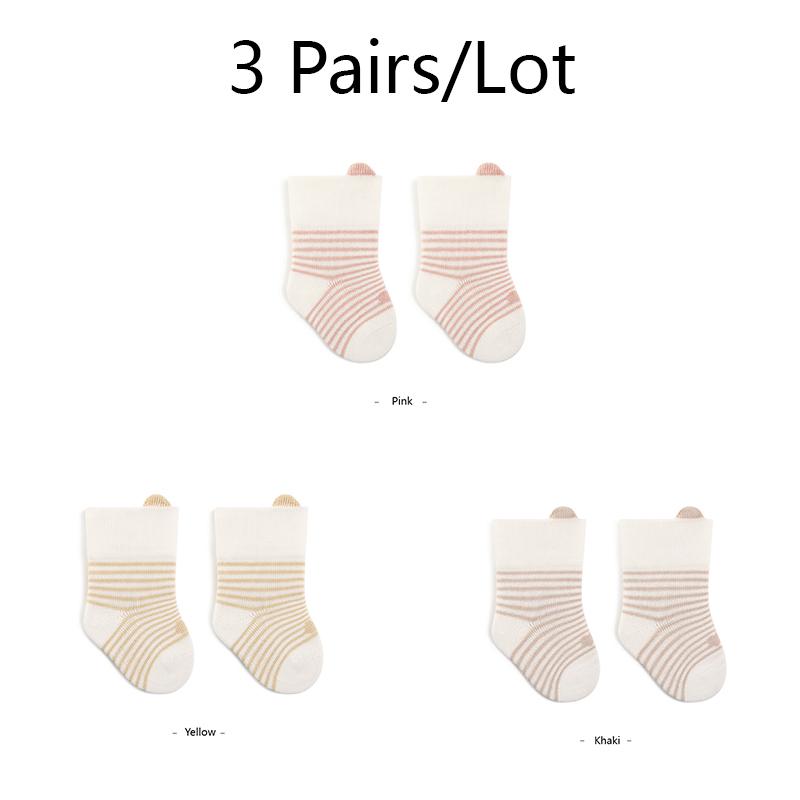 3 Pairs Baby Adorable Floor Socks Breathable Casual Socks For Boys and Girls Striped Cute Kids Indoor Socks