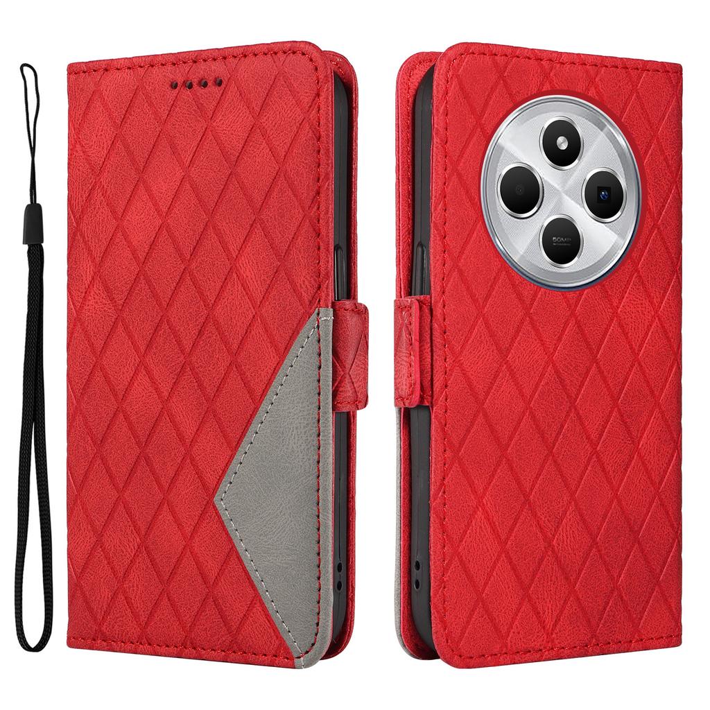 For Xiaomi Poco C75 4G/Redmi 14R 5G/14C 4G Case Rhombus PU Leather Flip Wallet Phone Cover