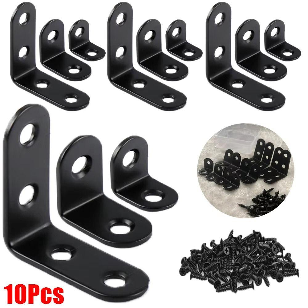 10Sets Furniture Fastener Corner Brace Joint Iron Shelf Support Bracket Durable Angle Bracket