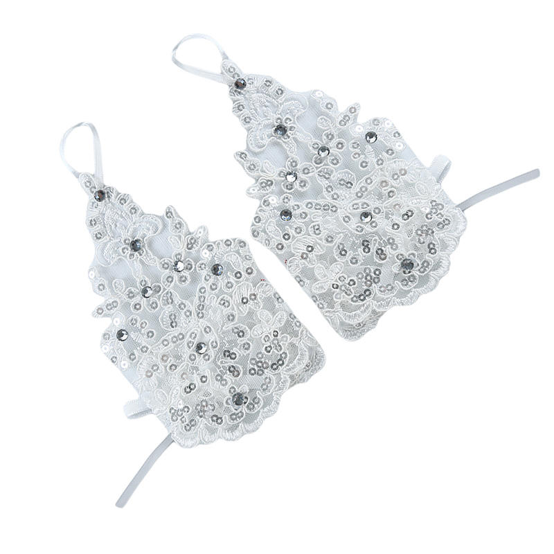 Temperament Short Wrist Lace Appliques Bridal Gloves Fingerless Bridal Glove Wedding Accessories for Bride