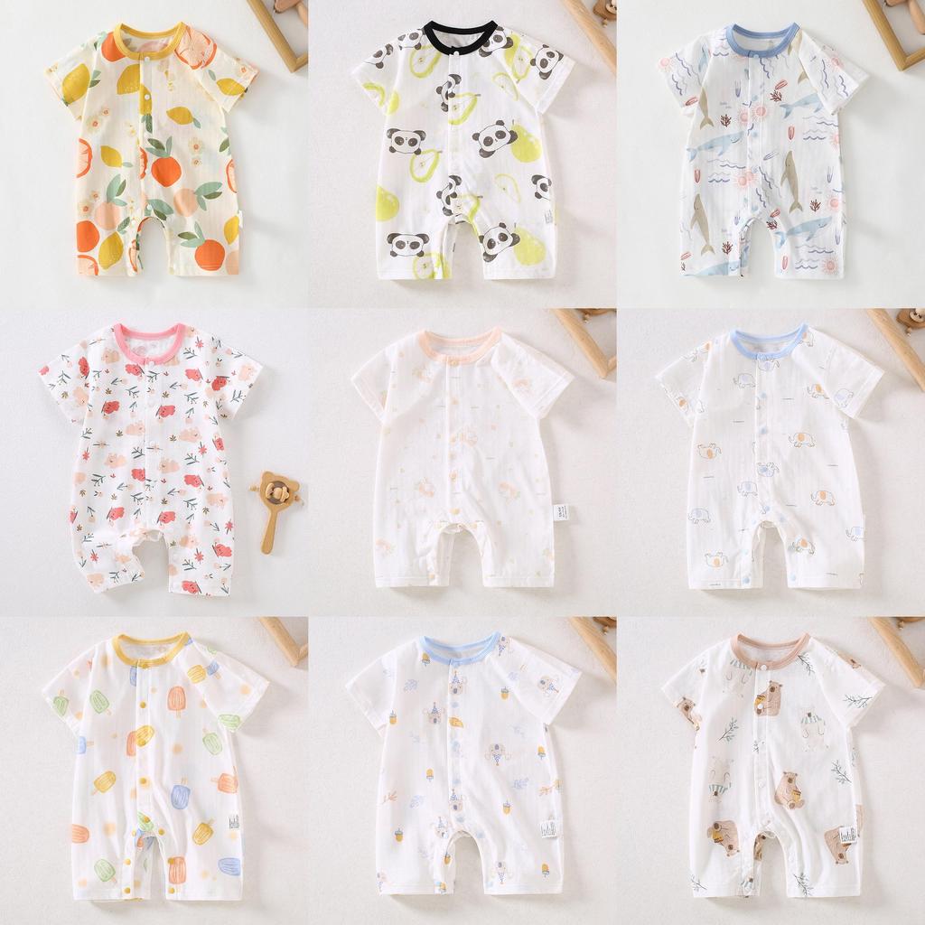 Baby Cotton Romper Summer Lightweight With Short Sleeves For Newborns And Infants