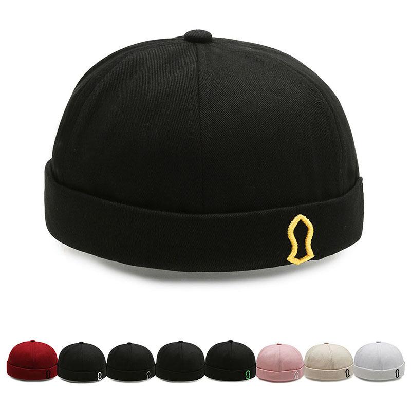 Yto Household Items Men's Cotton Brimless Skullcap Sailor Cap Rolled Cuff Retro Beanie Hat All-Match Trendy Cm