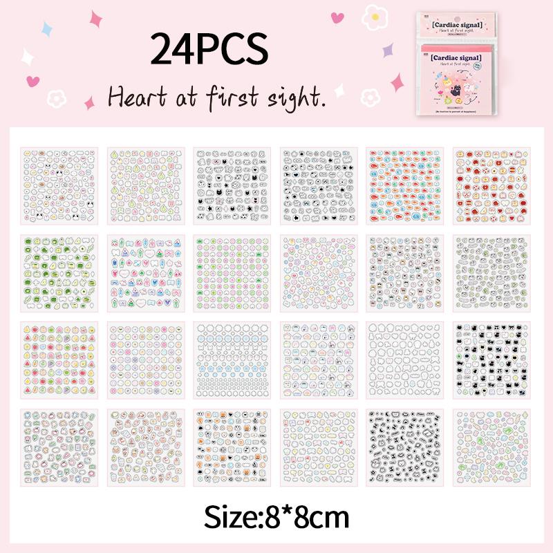 24/30pcs Cartoon Decorative Stickers Cute Flower Food Decals Party Favors Phone Case Decorations Journal Sticker
