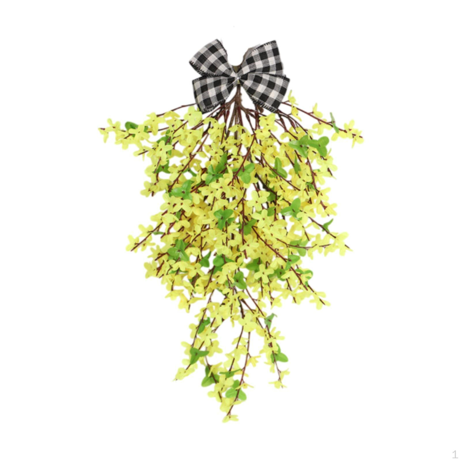

Artificial Flower Teardrop Wreath Front Door Decorative Gift Photo Prop Hanging Decor for жовтий