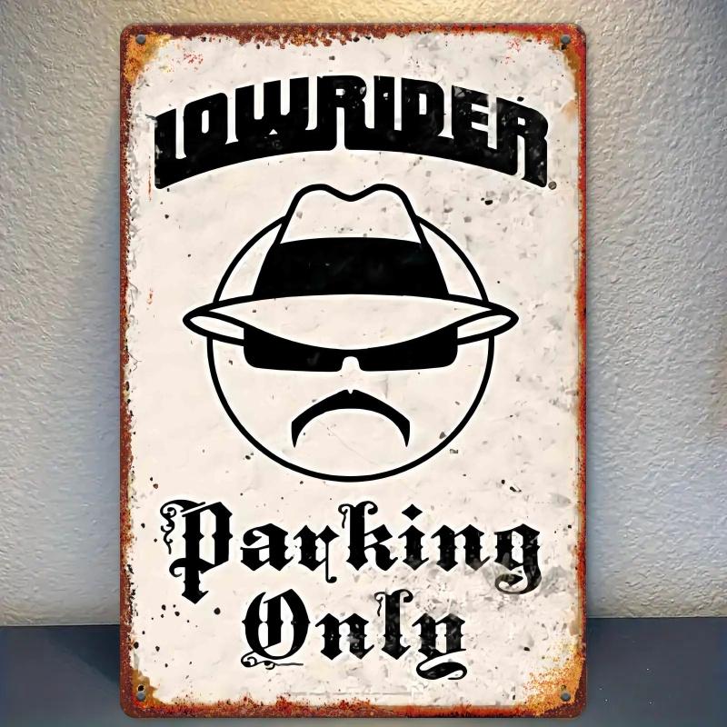 Vintage Metal Wall Art Low Rider Parking Sign X Cm Rustic Garage Man Cave Decor