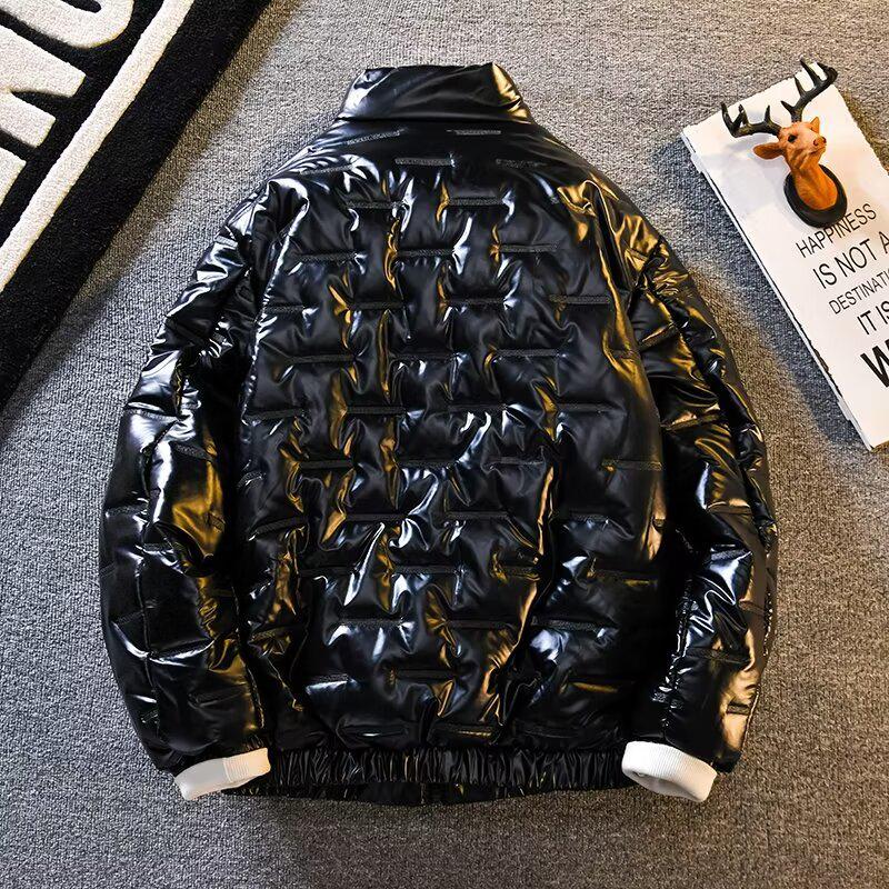 2025 Trendy Shiny Cotton Men's Stand-Up Collar Winter Jacket – Slim, Warm, Stylish