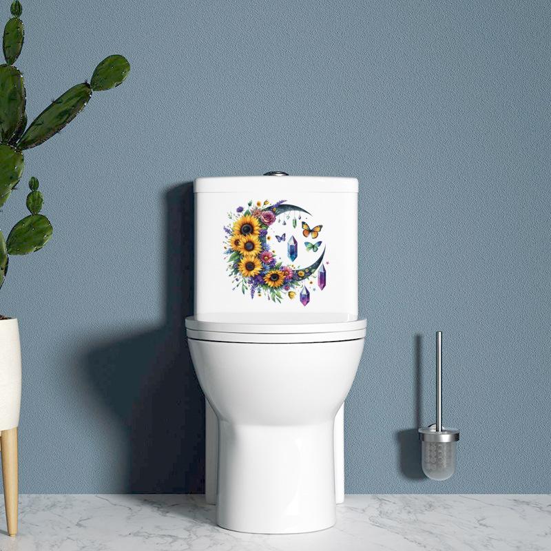 Sunflower Moon Wall Stickers Self-Adhesive Flower Butterfly Decals for Kids Room Door Fridge Peel Stick Home Decor