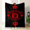 Manchester United Logo Warm Blanket, Black and Red. Flannel Blanket for Bedroom, Living Room, Sofa, and Nap.